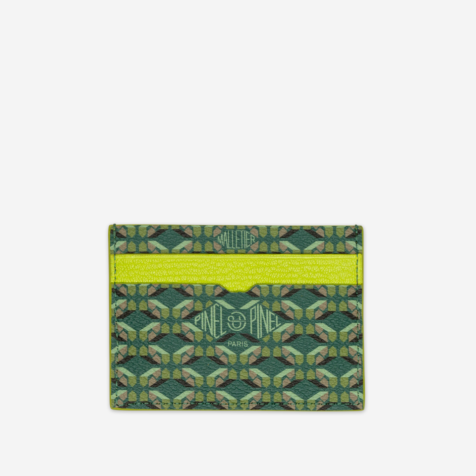 PINEL ET PINEL POP 5C COATED CANVAS CARD HOLDER  EMERAUDE INT. ACIDULé