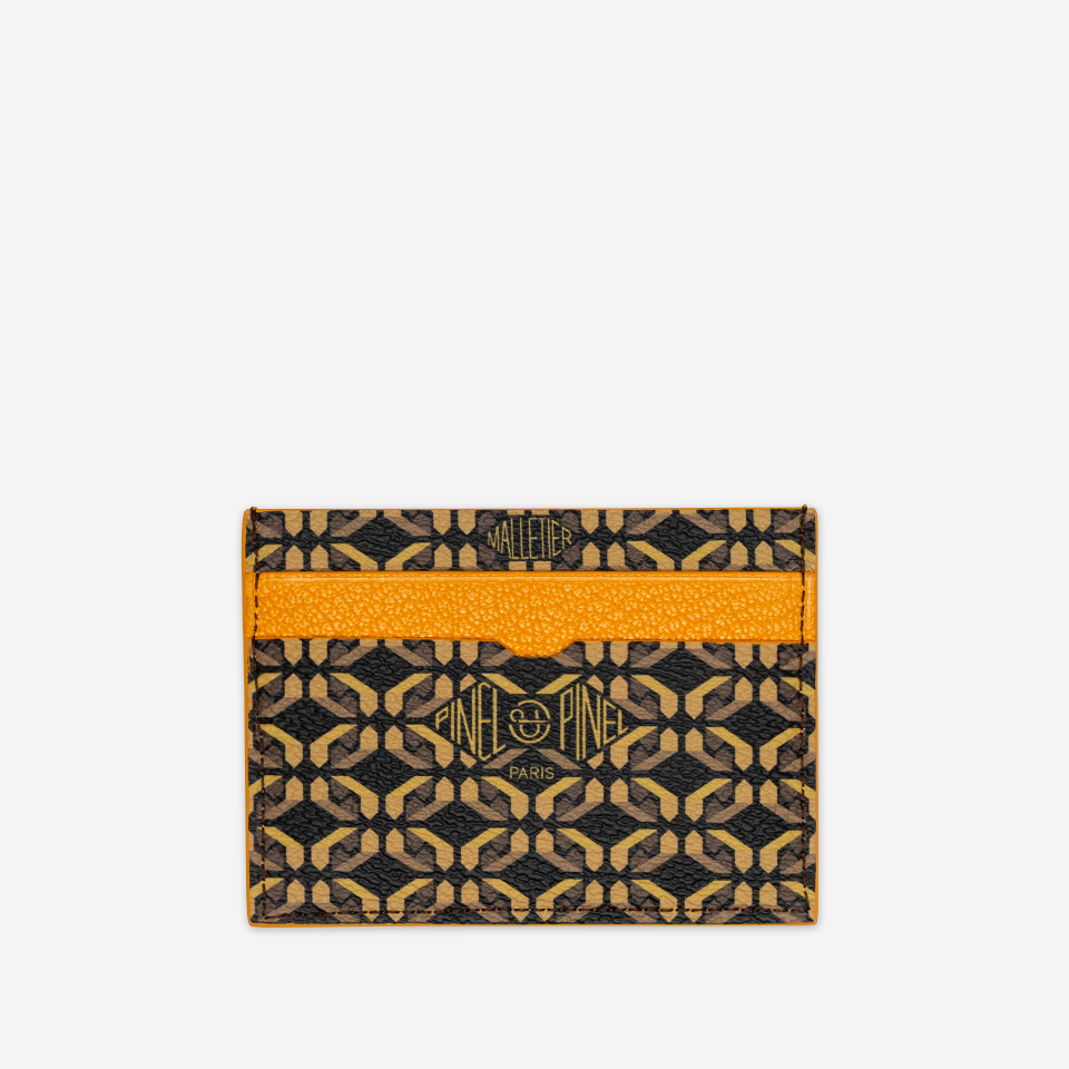 PINEL ET PINEL POP 5C COATED CANVAS CARD HOLDER MOCACCINO INT. TOURNESOL