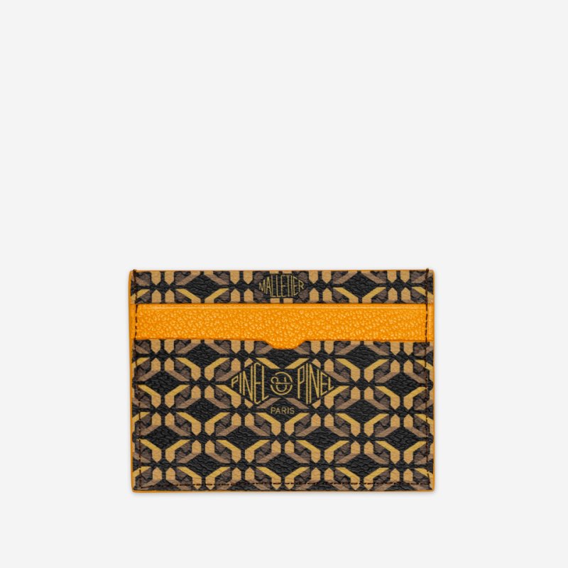 PINEL ET PINEL POP 5C COATED CANVAS CARD HOLDER MOCACCINO INT. TOURNESOL