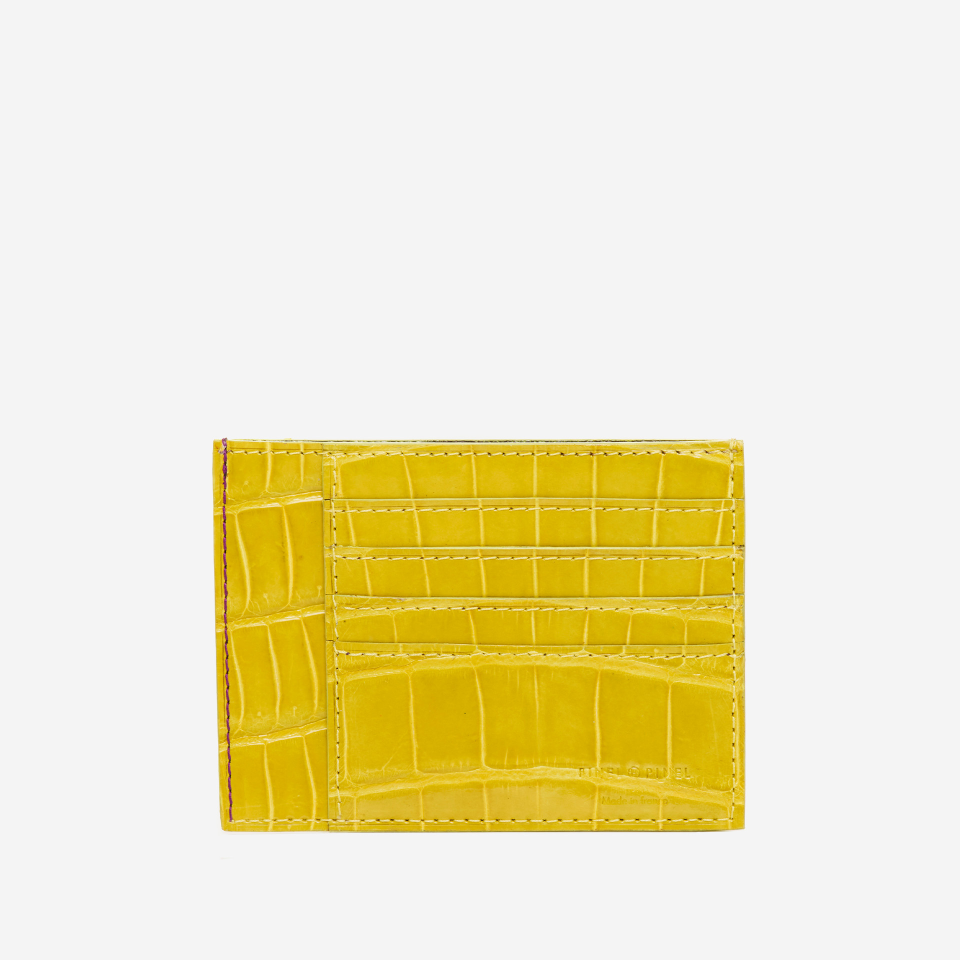 PINEL ET PINEL PIERROT CROCODILE AND GOATSKIN CARD HOLDER YELLOW (CR)