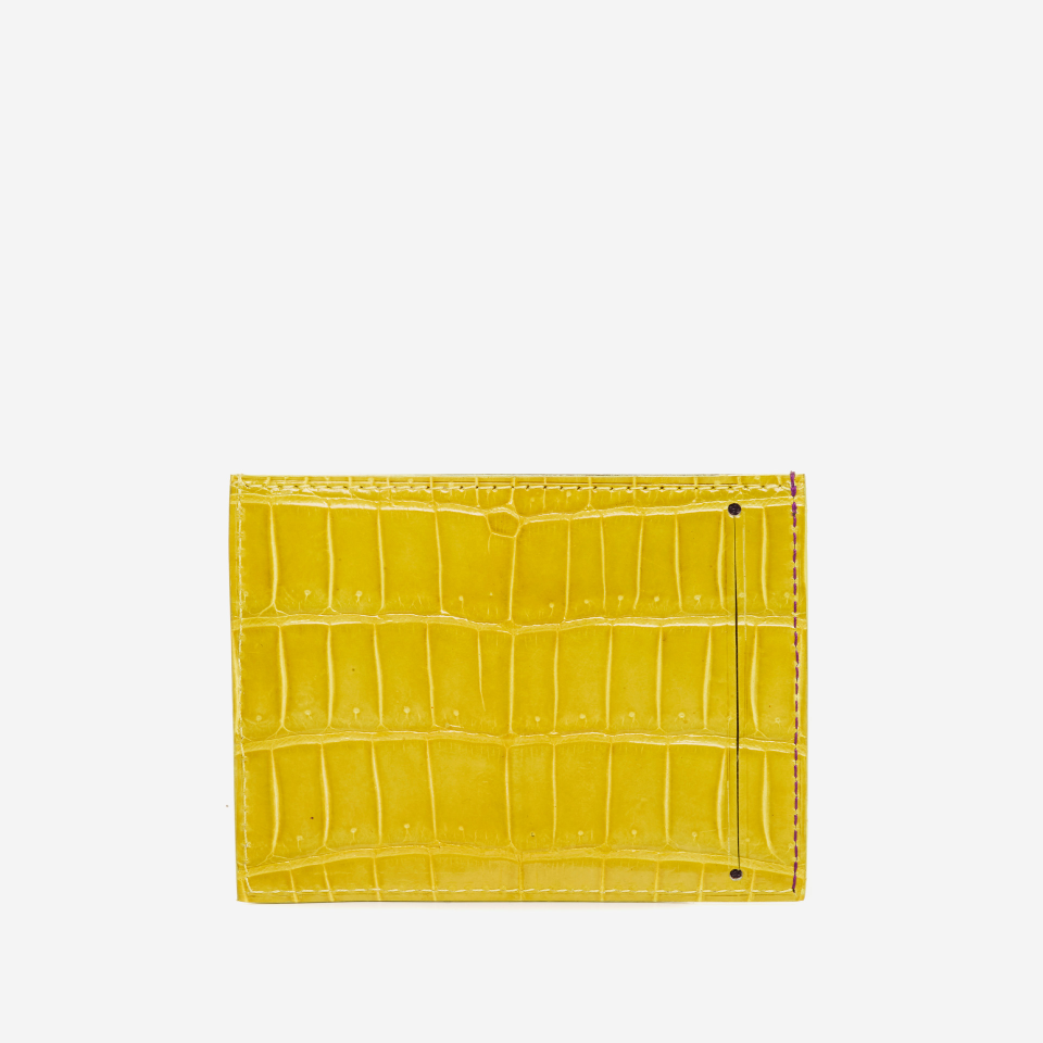 PINEL ET PINEL PIERROT CROCODILE AND GOATSKIN CARD HOLDER YELLOW (CR)