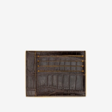 PINEL ET PINEL PIERROT CROCODILE AND GOATSKIN CARD HOLDER BROWN (CR)