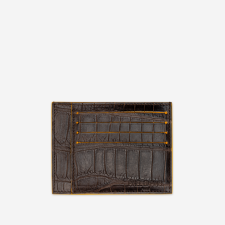 PINEL ET PINEL PIERROT CROCODILE AND GOATSKIN CARD HOLDER BROWN (CR)