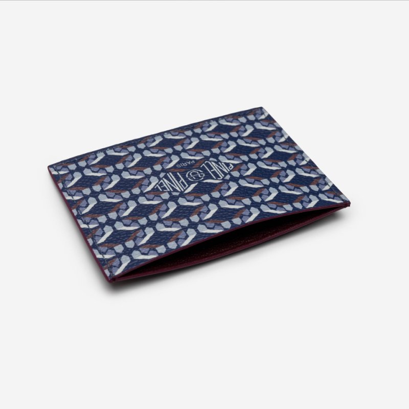 PINEL ET PINEL POP 3C COATED CANVAS CARD HOLDER INDIGO INT. BORDEAUX
