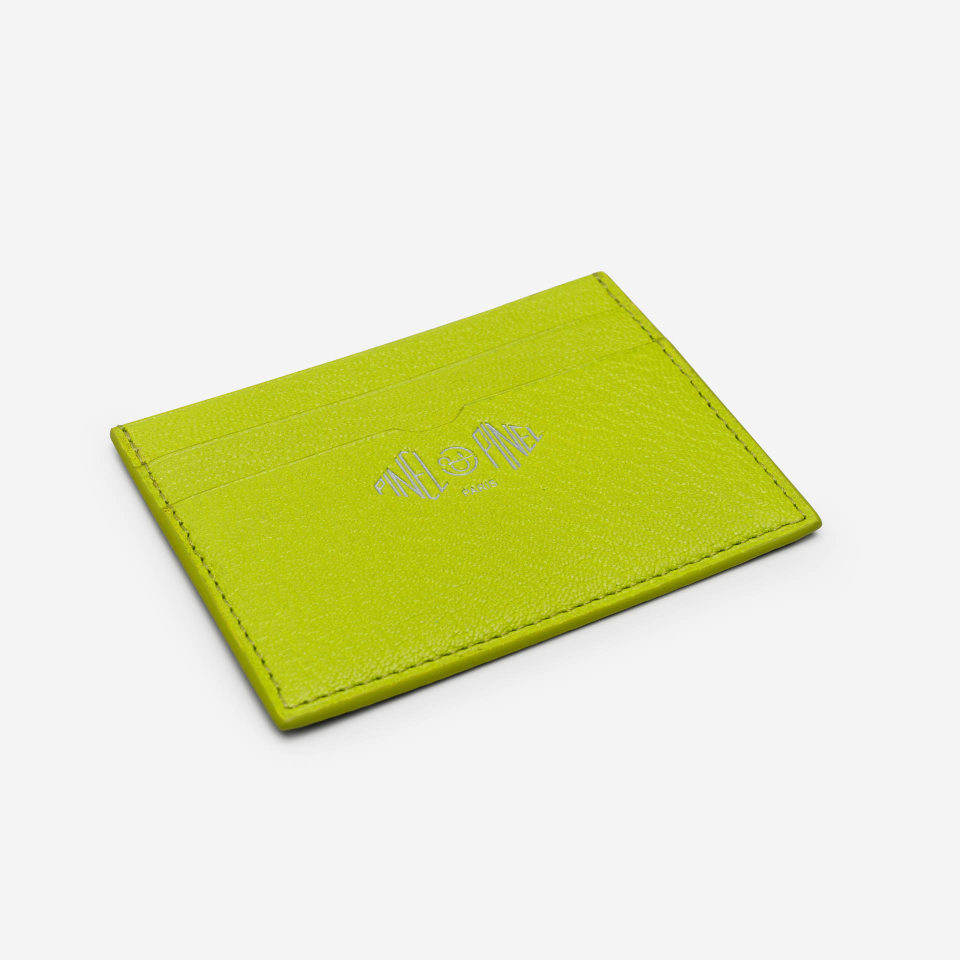 PINEL ET PINEL POP 3C COATED CANVAS CARD HOLDER  EMERAUDE INT. ACIDULé