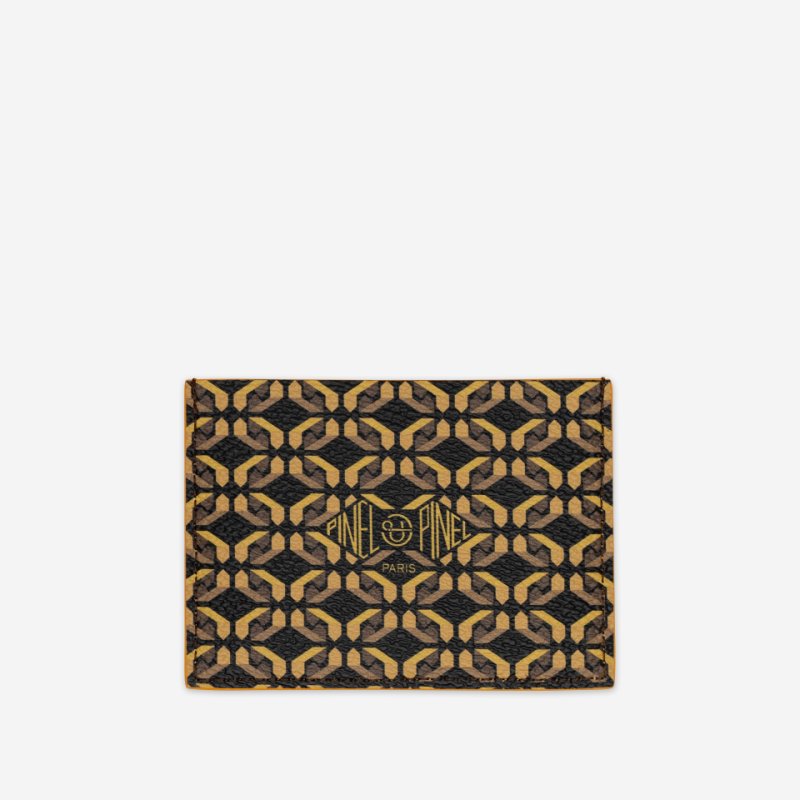 PINEL ET PINEL POP 3C COATED CANVAS CARD HOLDER MOCACCINO INT. TOURNESOL