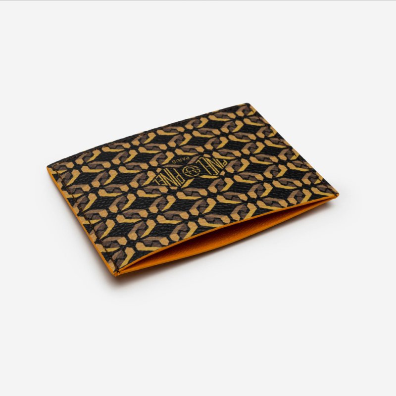 PINEL ET PINEL POP 3C COATED CANVAS CARD HOLDER MOCACCINO INT. TOURNESOL