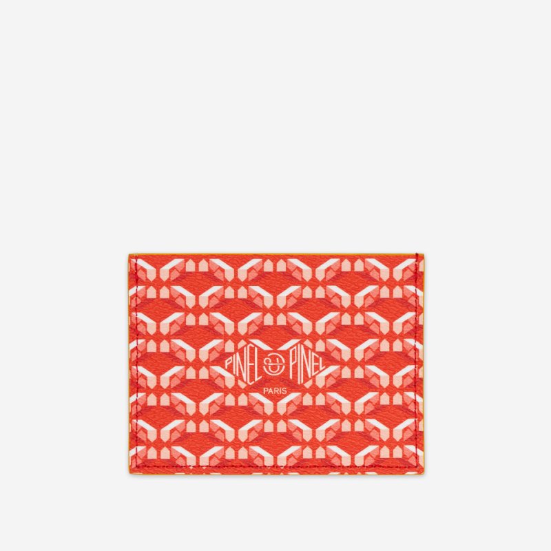 PINEL ET PINEL POP 3C COATED CANVAS CARD HOLDER  POPPY INT. MIMOSA