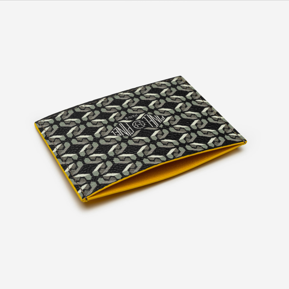 PINEL ET PINEL POP 3C COATED CANVAS CARD HOLDER  CLEMENTINE INT. MANDARINE