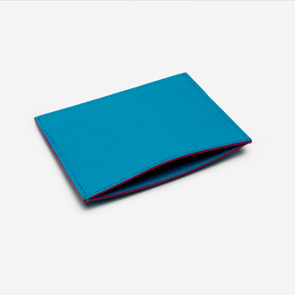 PINEL ET PINEL POP 3C GOATSKIN CARD HOLDER ELECTRIC BLUE (GT)