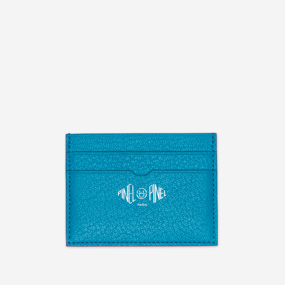 PINEL ET PINEL POP 5C GOATSKIN CARD HOLDER  ELECTRIC BLUE (GT)