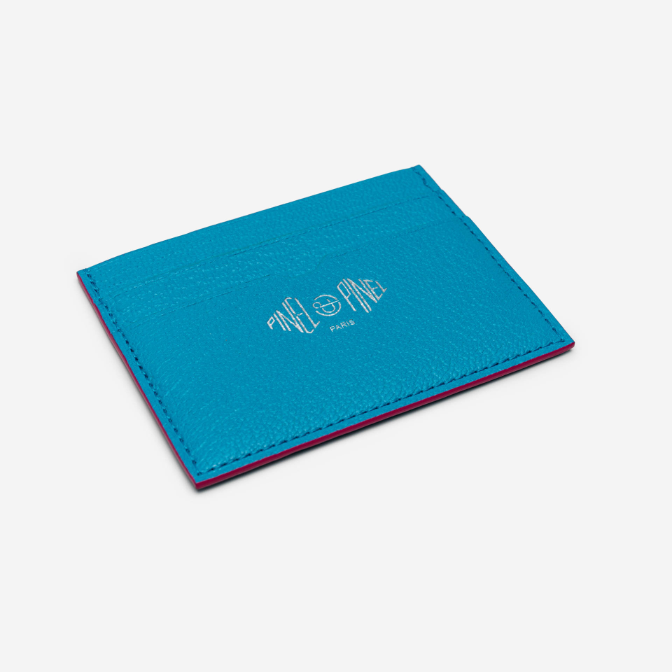 PINEL ET PINEL POP 5C GOATSKIN CARD HOLDER  ELECTRIC BLUE (GT)