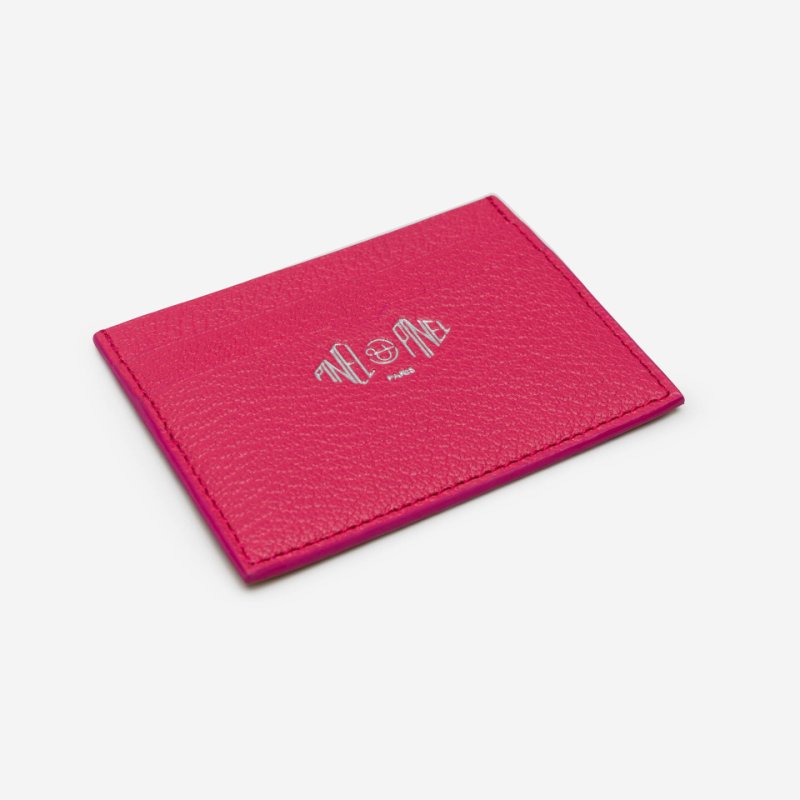 PINEL ET PINEL POP 3C COATED CANVAS CARD HOLDER LEMON INT. FUCHSIA