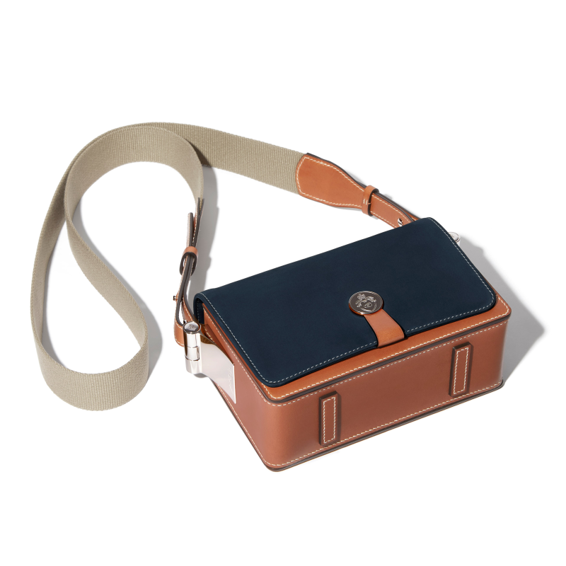 JOSEPH DUCLOS SAINT-CLAIR MESSENGER IN RIVIèRE ARPèGE LEATHER CHâTAIGNIER/BLEU RIVIèRE