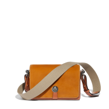 JOSEPH DUCLOS SAINT-CLAIR MESSENGER IN MIEL ARPèGE LEATHER PALLADIUM PLATED BRASS