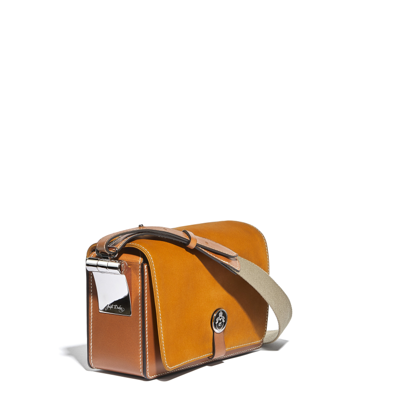 JOSEPH DUCLOS SAINT-CLAIR MESSENGER IN MIEL ARPèGE LEATHER PALLADIUM PLATED BRASS