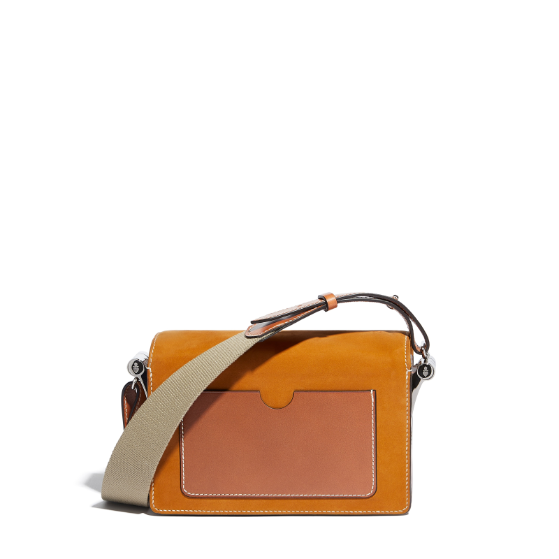 JOSEPH DUCLOS SAINT-CLAIR MESSENGER IN MIEL ARPèGE LEATHER PALLADIUM PLATED BRASS