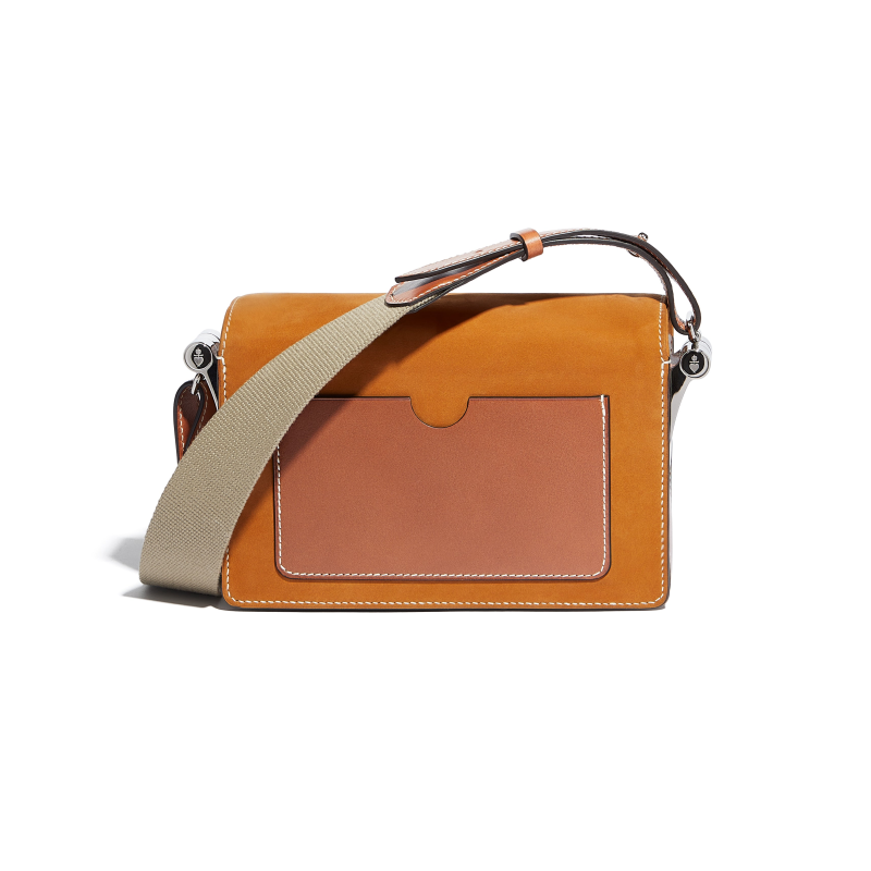 JOSEPH DUCLOS SAINT-CLAIR MESSENGER IN MIEL ARPèGE LEATHER PALLADIUM PLATED BRASS