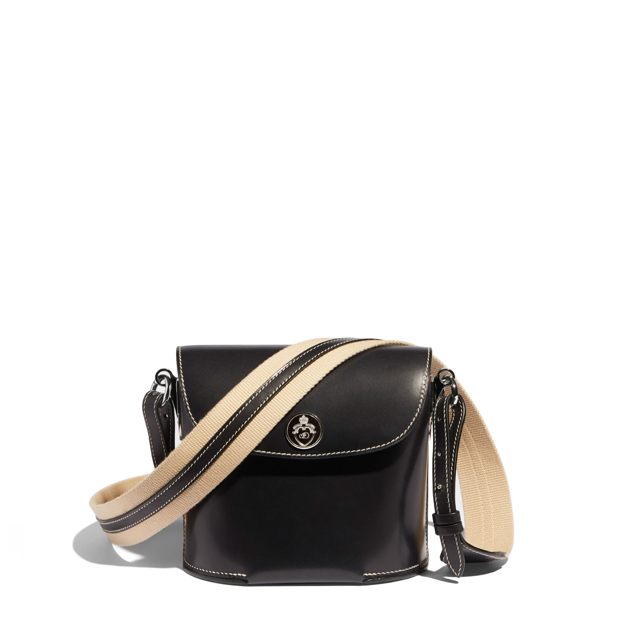 JOSEPH DUCLOS SAINT-CLAIR CLUTCH IN BLACK SYMPHONIE LEATHER PALLADIUM-PLATED BRASS NOIR