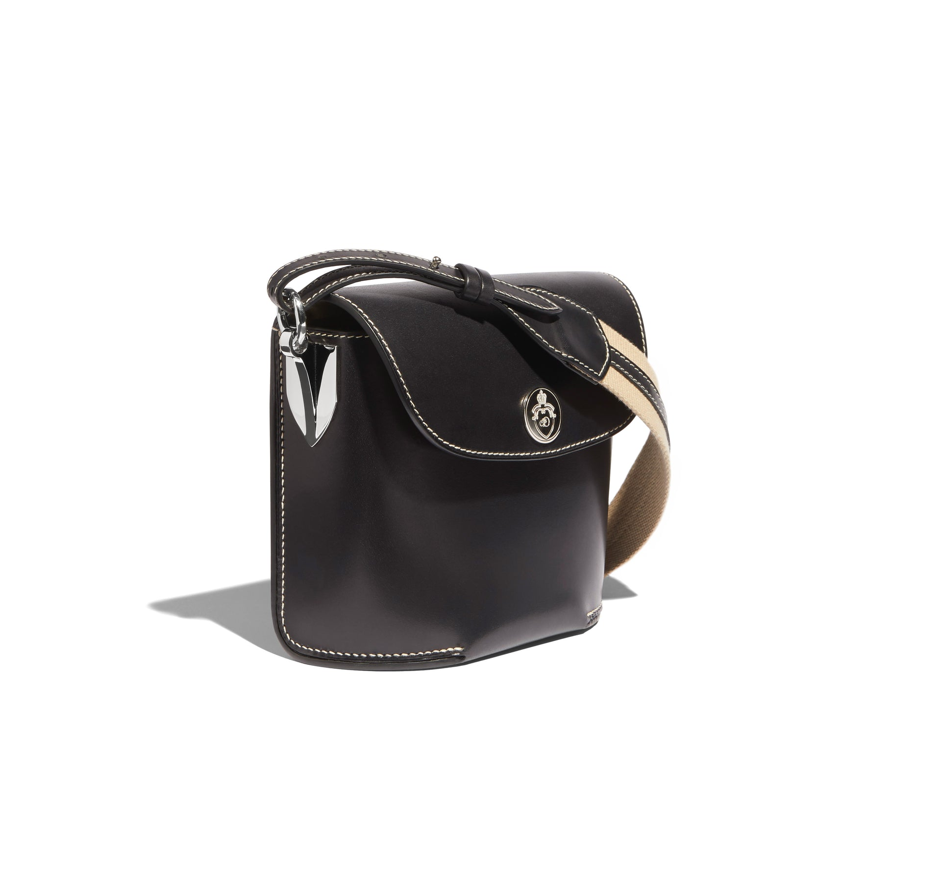 JOSEPH DUCLOS SAINT-CLAIR CLUTCH IN BLACK SYMPHONIE LEATHER PALLADIUM-PLATED BRASS NOIR