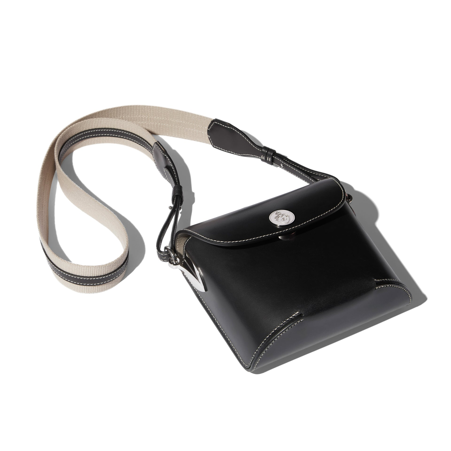 JOSEPH DUCLOS SAINT-CLAIR CLUTCH IN BLACK SYMPHONIE LEATHER PALLADIUM-PLATED BRASS NOIR