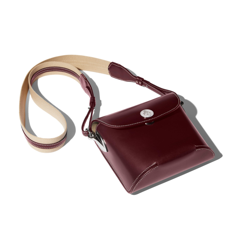 JOSEPH DUCLOS SAINT-CLAIR CLUTCH IN AUBERGINE SYMPHONIE LEATHER AUBERGINE  PALLADIUM PLATED BRASS
