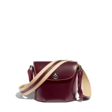 JOSEPH DUCLOS SAINT-CLAIR CLUTCH IN AUBERGINE SYMPHONIE LEATHER AUBERGINE  PALLADIUM PLATED BRASS