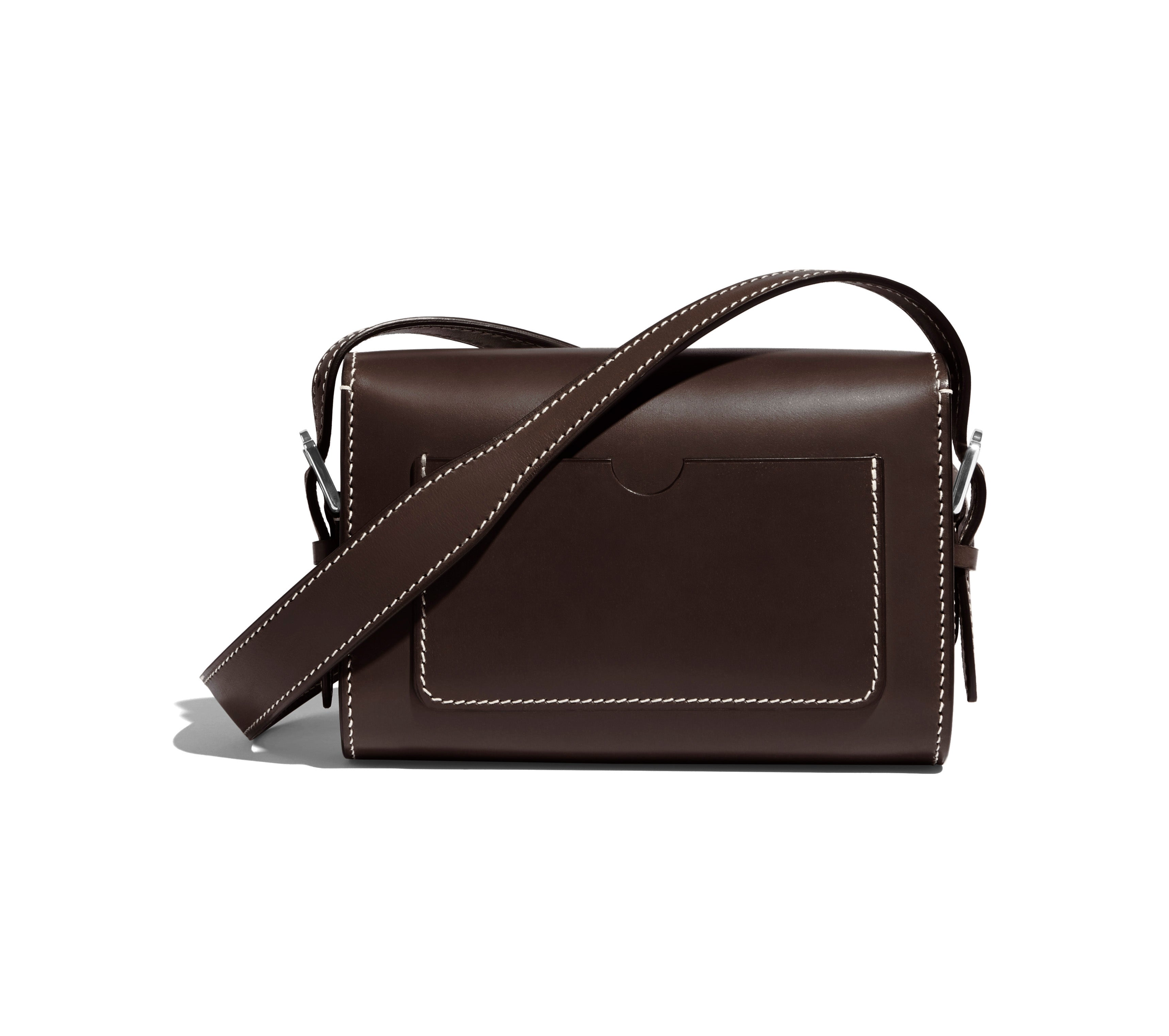 JOSEPH DUCLOS SAINT-CLAIR MINI CLUTCH IN MARRONNIER SYMPHONIE LEATHER MARRONNIER PALLADIUM PLATED BRASS
