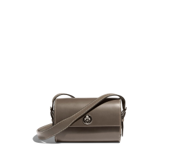 JOSEPH DUCLOS SAINT-CLAIR MINI CLUTCH IN ARDOISE SYMPHONIE LEATHER  PALLADIUM-PLATED BRASS