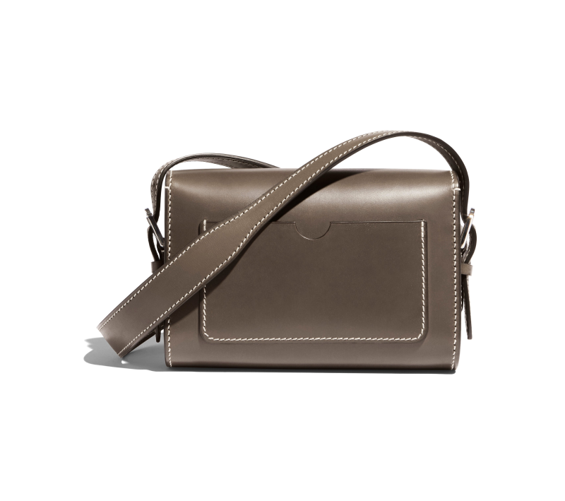 JOSEPH DUCLOS SAINT-CLAIR MINI CLUTCH IN ARDOISE SYMPHONIE LEATHER  PALLADIUM-PLATED BRASS