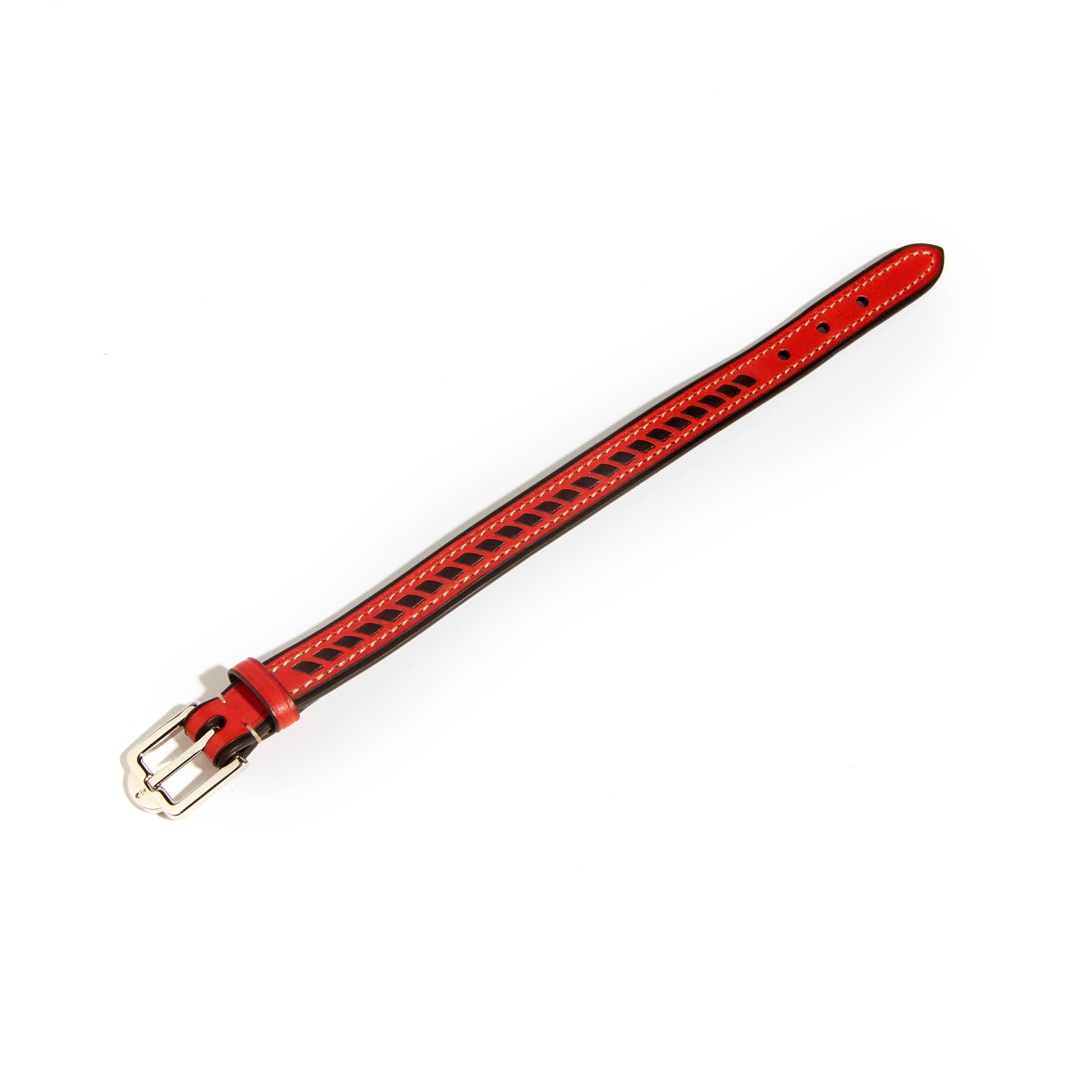 JOSEPH DUCLOS SAINT-CLAIR TRESSé BRACELET IN COQUELICOT HéRITAGE LEATHER
