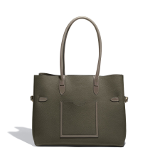 JOSEPH DUCLOS LECTOURE HORIZONTAL TOTE SAPIN LEGATO LEATHER SAPIN & ARDOISE GOLD-PLATED BRASS