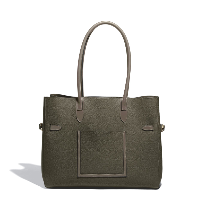 JOSEPH DUCLOS LECTOURE HORIZONTAL TOTE SAPIN LEGATO LEATHER SAPIN & ARDOISE GOLD-PLATED BRASS