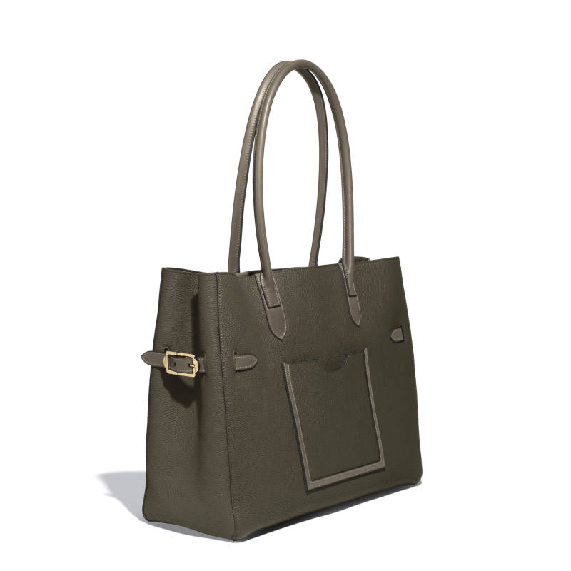 JOSEPH DUCLOS LECTOURE HORIZONTAL TOTE SAPIN LEGATO LEATHER SAPIN & ARDOISE GOLD-PLATED BRASS