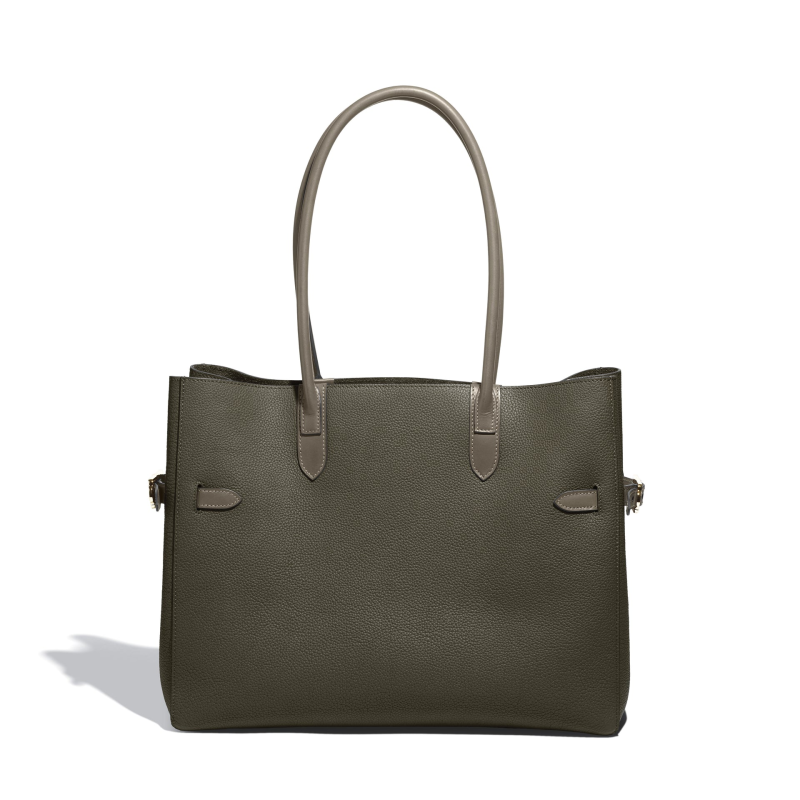 JOSEPH DUCLOS LECTOURE HORIZONTAL TOTE SAPIN LEGATO LEATHER SAPIN & ARDOISE GOLD-PLATED BRASS