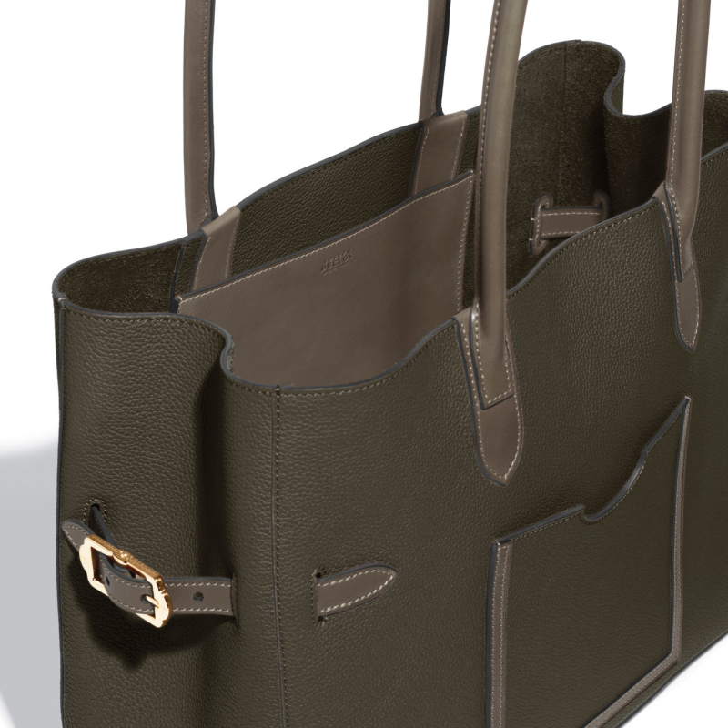 JOSEPH DUCLOS LECTOURE HORIZONTAL TOTE SAPIN LEGATO LEATHER SAPIN & ARDOISE GOLD-PLATED BRASS