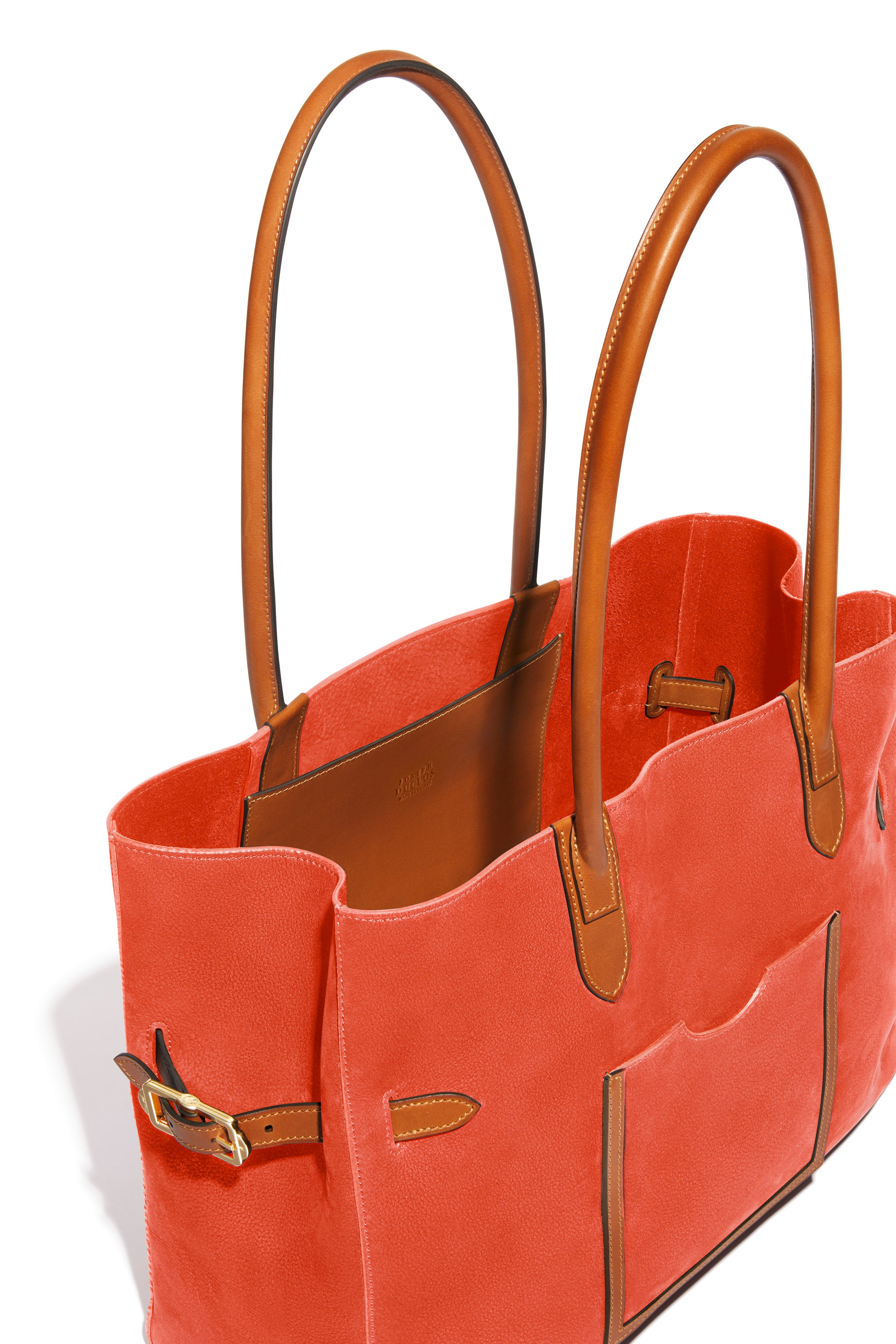 JOSEPH DUCLOS LECTOURE HORIZONTAL TOTE IN COQUELICOT ADAGIO LEATHER