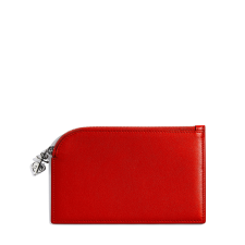 JOSEPH DUCLOS LECTOURE SMALL CASE IN COQUELICOT SONATE LEATHER COQUELICOT & PALLADIUM PLATED BRASS