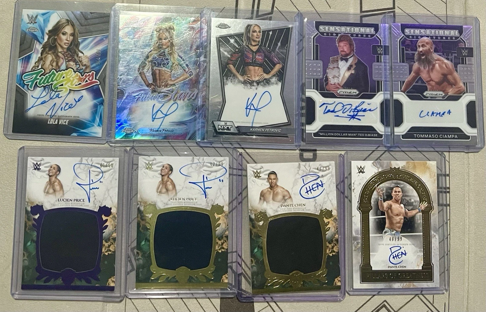 TOPPS 49 WWE AUTOGRAPHED CARD LOT TOPPS PANINI WRESTLING CARDS