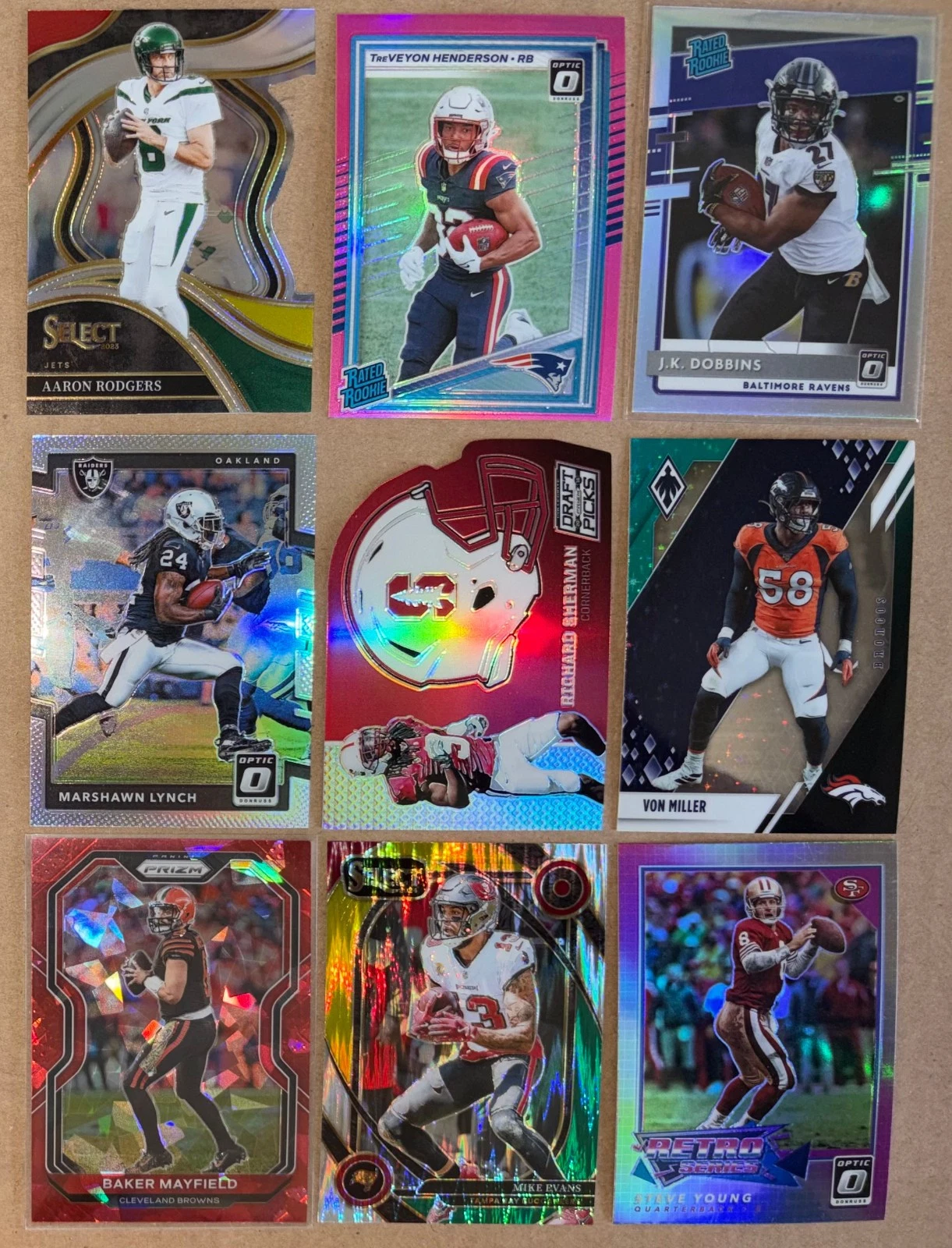 TOPPS FOOTBALL REFRACTOR PRIZM LOT - FULL SHOEBOX - ROOKIES, STARS