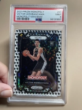 TOPPS PANINI PRIZM MONOPOLY MONOPOLY MAN BLACK & WHITE VICTOR WEMBANYAMA PSA 9 2023