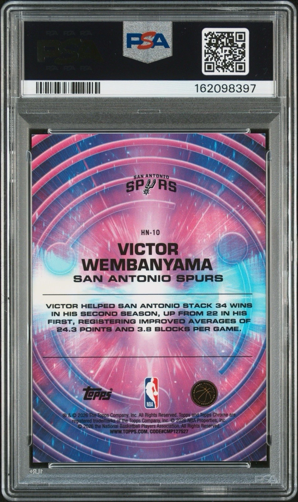 TOPPS COSMIC CHROME HYPERNOVA VICTOR WEMBANYAMA PSA 9 MINT 2025