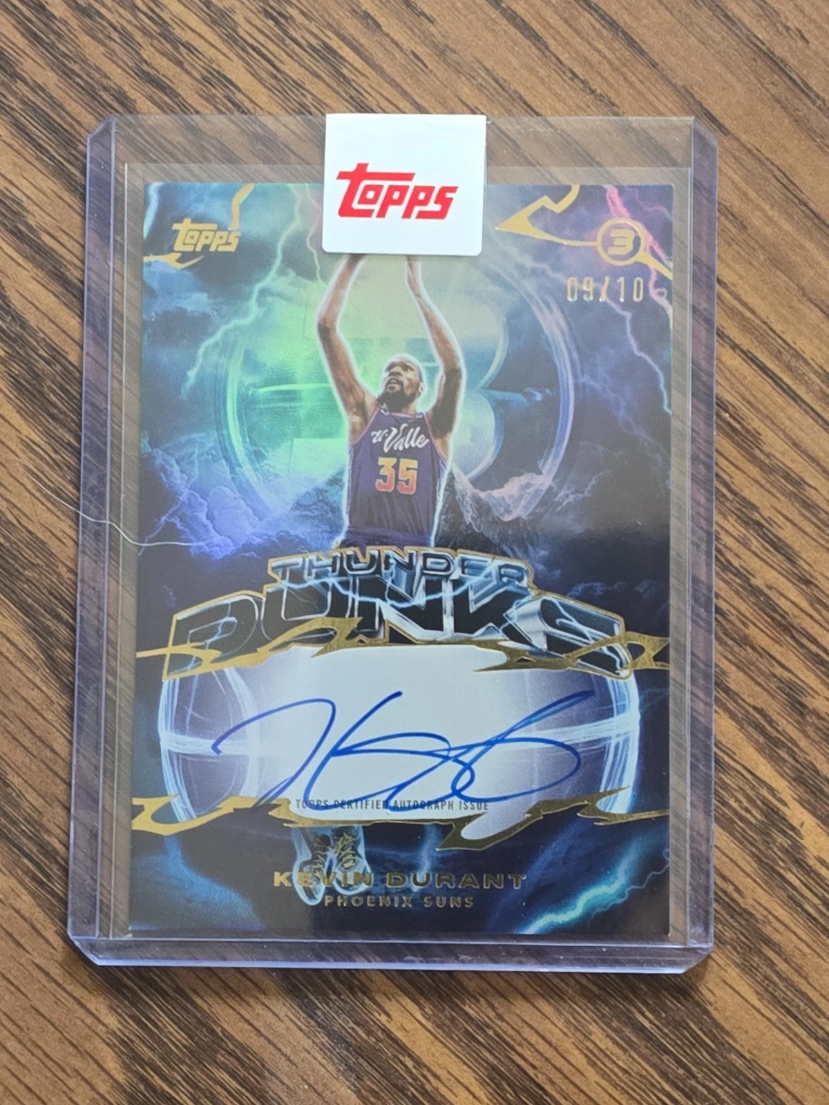 TOPPS THREE 3 KEVIN DURANT #TD-KD THUNDER DUNKS AUTO GOLD SUNS /10 2025-26