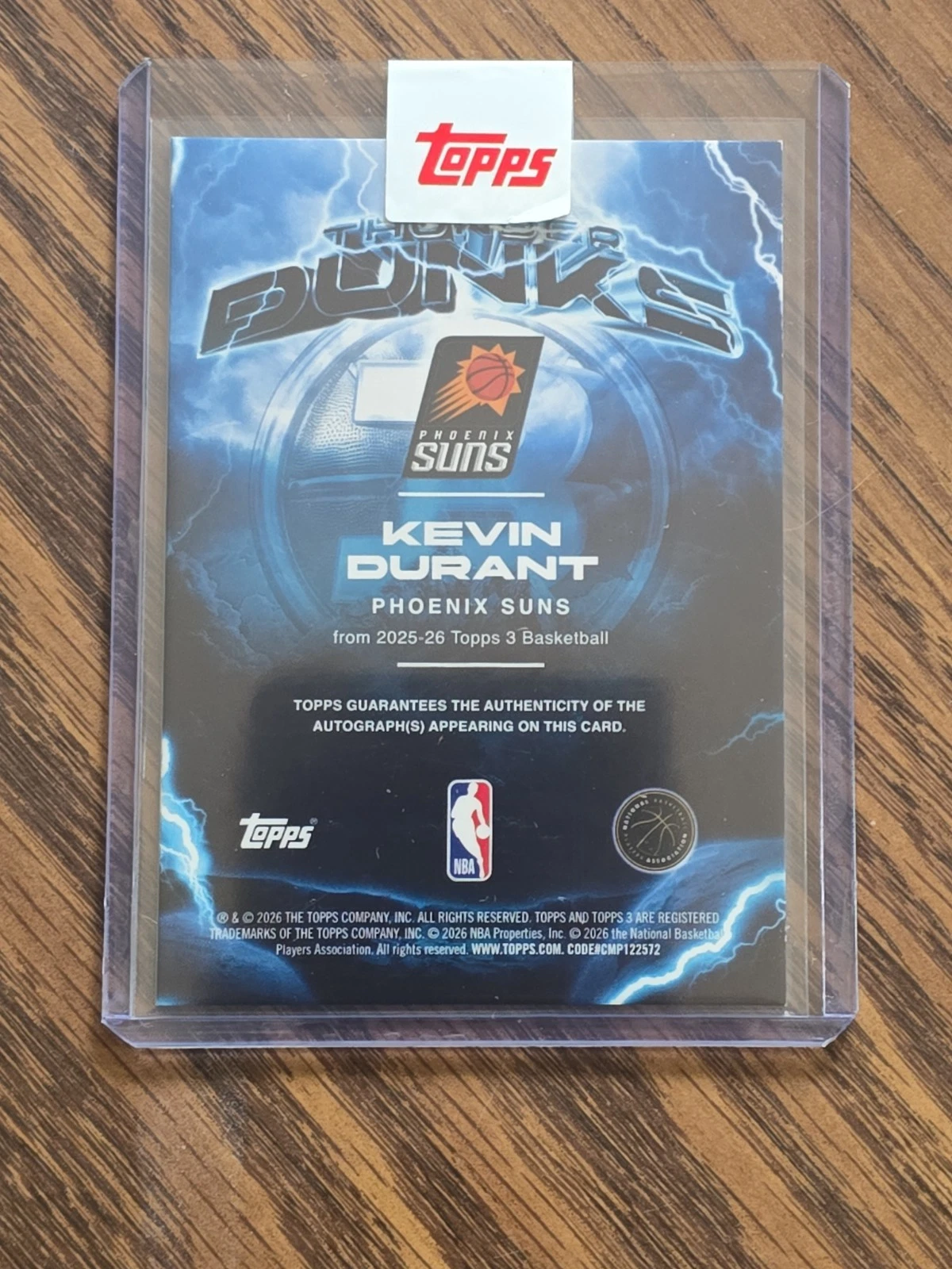 TOPPS THREE 3 KEVIN DURANT #TD-KD THUNDER DUNKS AUTO GOLD SUNS /10 2025-26