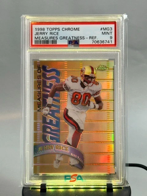 TOPPS CHROME JERRY RICE REFRACTOR PSA 9 MEASURES GREATNESS INSERT LOW POP 1998