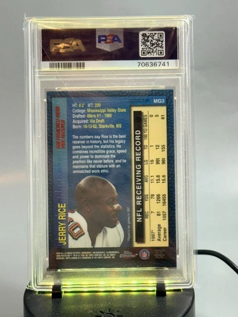 TOPPS CHROME JERRY RICE REFRACTOR PSA 9 MEASURES GREATNESS INSERT LOW POP 1998