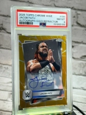 TOPPS JACOB FATU AUTO GOLD REFRACTOR /50 PSA 8 WWE 2025 TOPPS CHROME ON CARD SIGNATURE