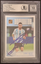 DONRUSS #1 SIGNED LIONEL MESSI ARGENTINA BECKETT WITNESS AUTO 10 2018-19