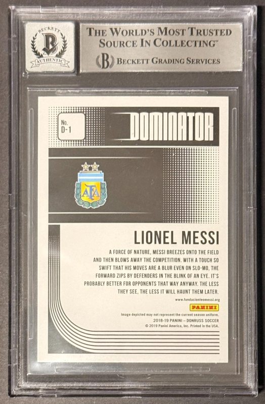 DONRUSS #1 SIGNED LIONEL MESSI ARGENTINA BECKETT WITNESS AUTO 10 2018-19