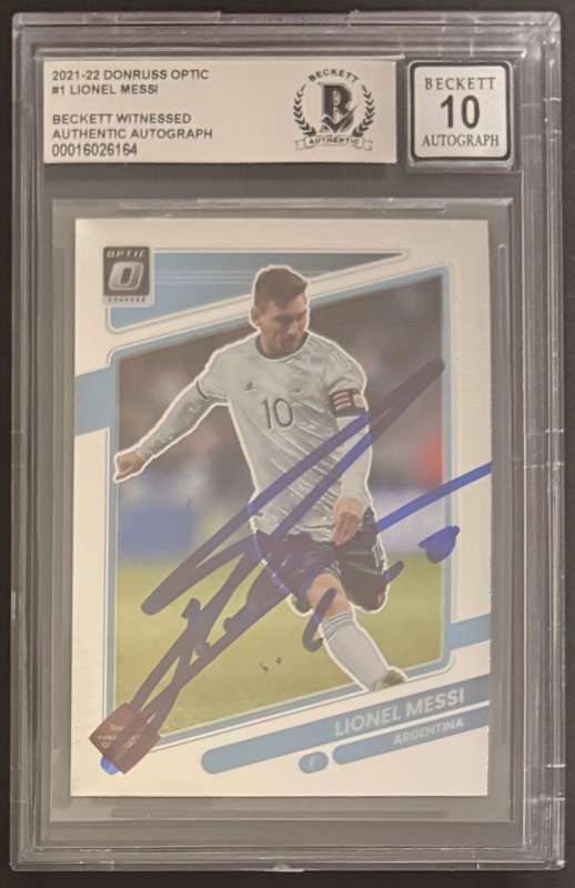 DONRUSS OPTIC #1 SIGNED LIONEL MESSI ARGENTINA BECKETT AUTO 10 2021-22